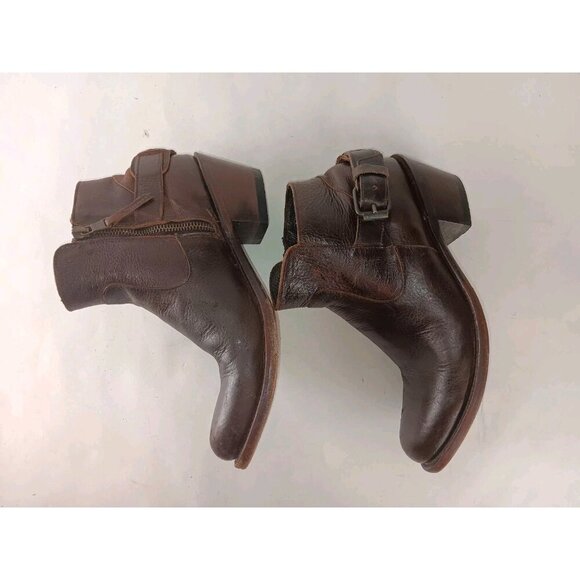 JB Dillon Women’s Western Brown Leather Short Ankle Boots Buckle Zip Size 8B - Picture 5 of 12
